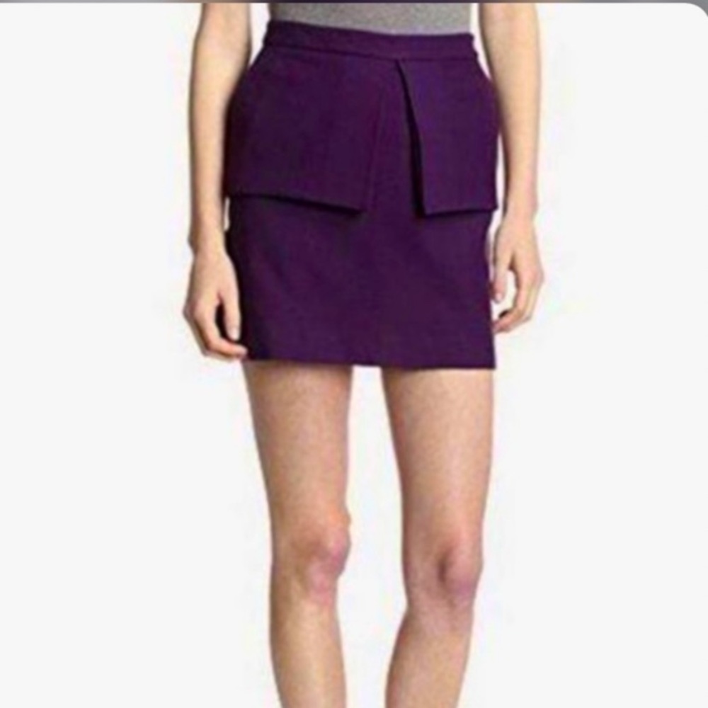 KATE SPADE SATURDAY PURPLE MINI SKIRT DEEP PLUM s Peplum flare Sz 0 texture NWT - Picture 6 of 16